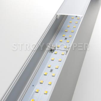 Линейный светодиодный накладной двусторонний светильник 128см 50Вт 6500К матовое серебро 101-100-40-