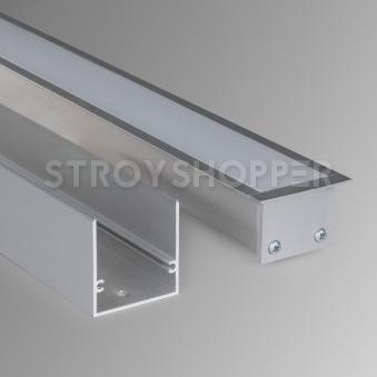 Линейный светодиодный встраиваемый светильник 103см 20Вт 6500К матовое серебро 100-300-103
